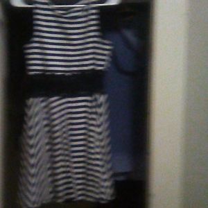 Lace middle striped mini dress